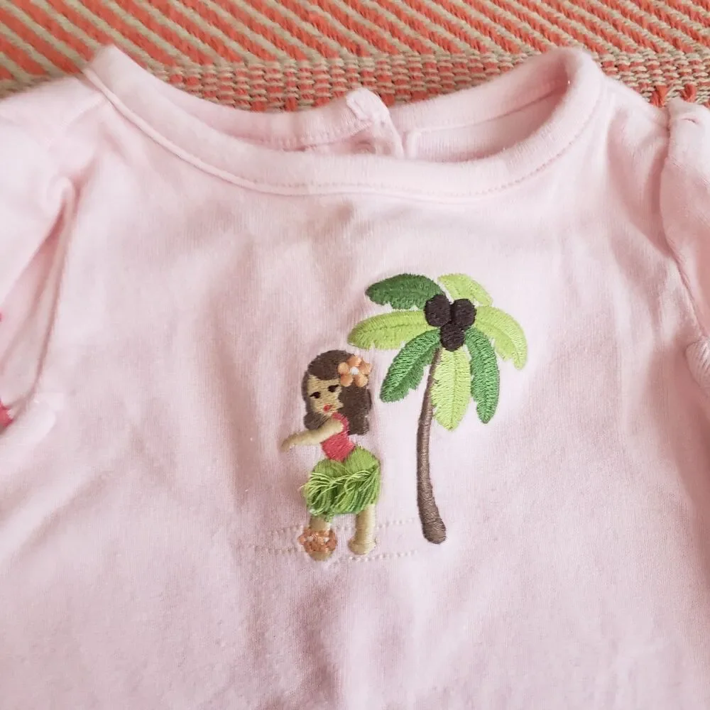 Vintage Gymboree Little Hula Girl Embroidered Romper Sz. 0-3 Months Summer/Vacay